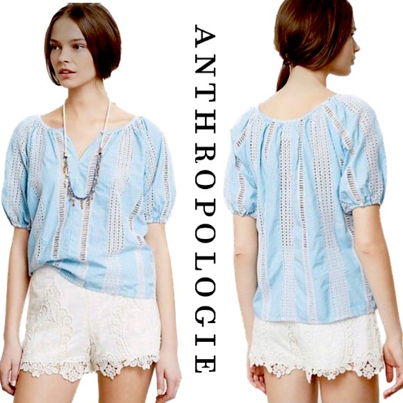 Anthropologie Tops - 🎉Host Pick🎉Anthropologie O By Organic Eyelet Boho Blouse Women’s Size M